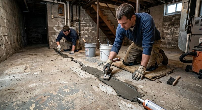 Cracked Basement Floor Repair in Genesee County, MI