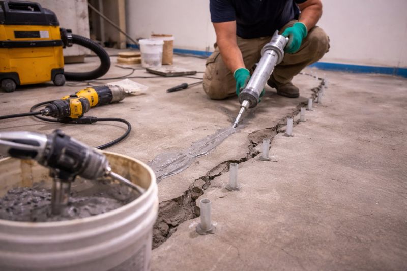 Cracked Basement Floor Repair in Genesee County, MI