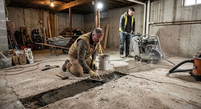 Cracked Basement Floor Repair in Genesee County, MI