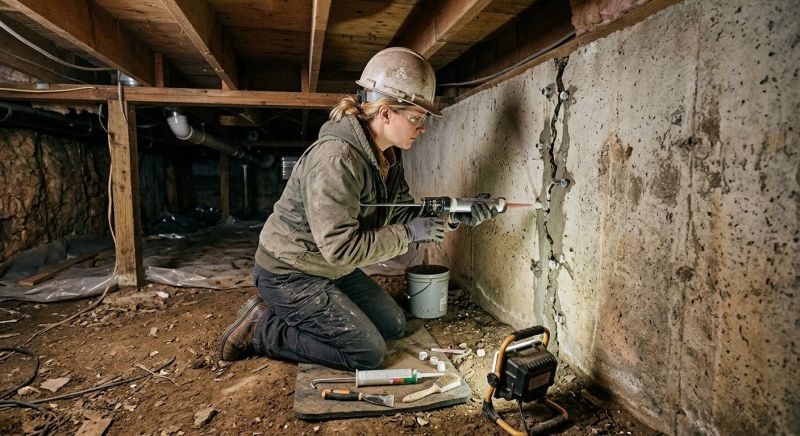 Cracked Foundation Repair in Holly, MI