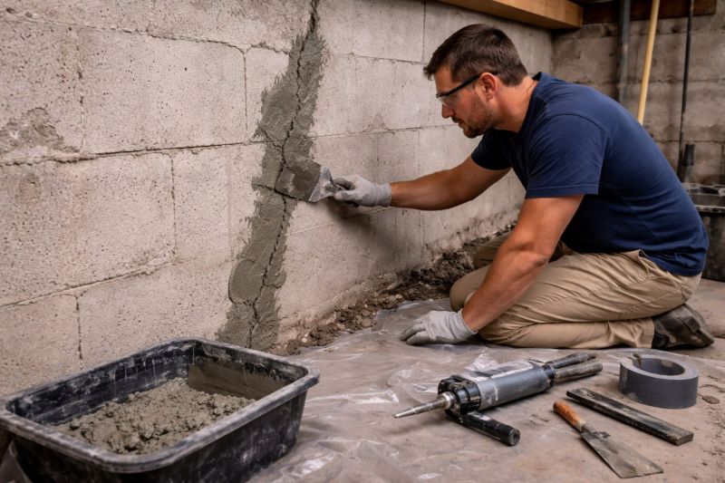 Foundation Crack Repair in Highland, MI